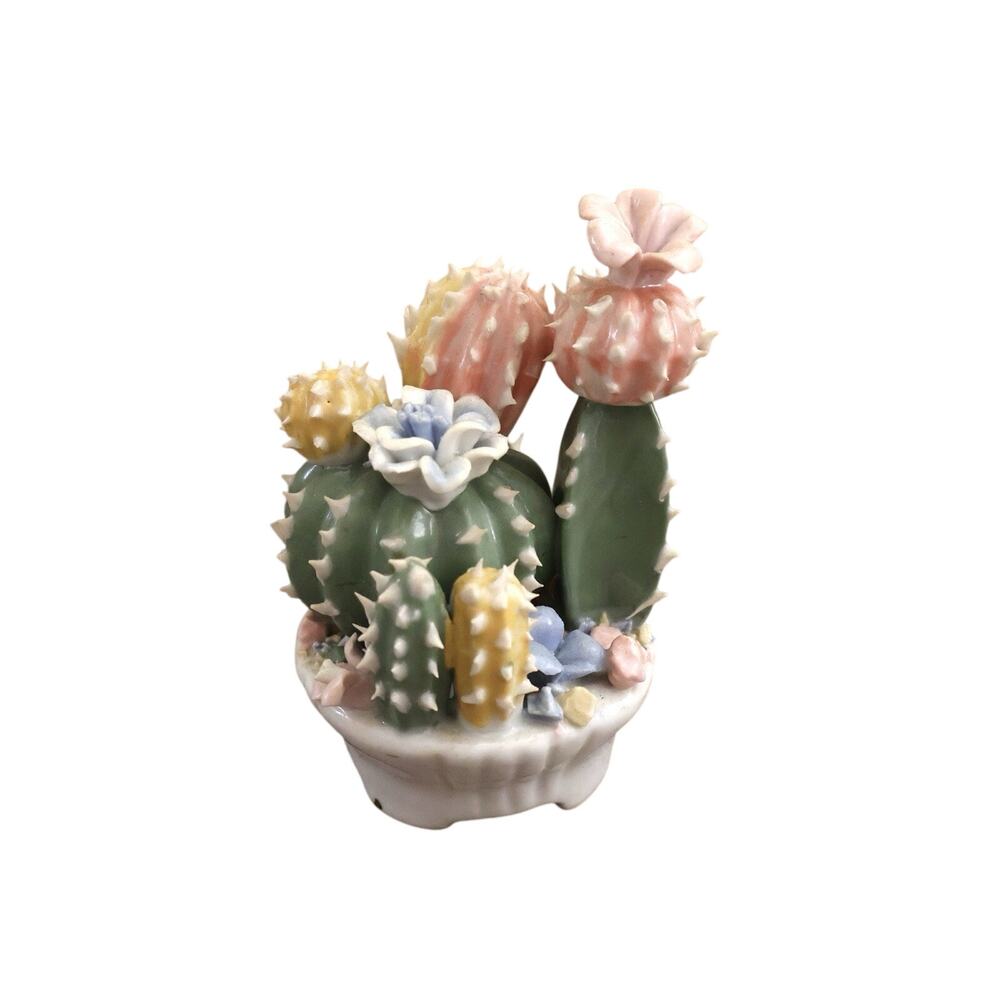 Vintage Ceramic Pastel Cactus Desert Figurine Decor Southwestern Desert